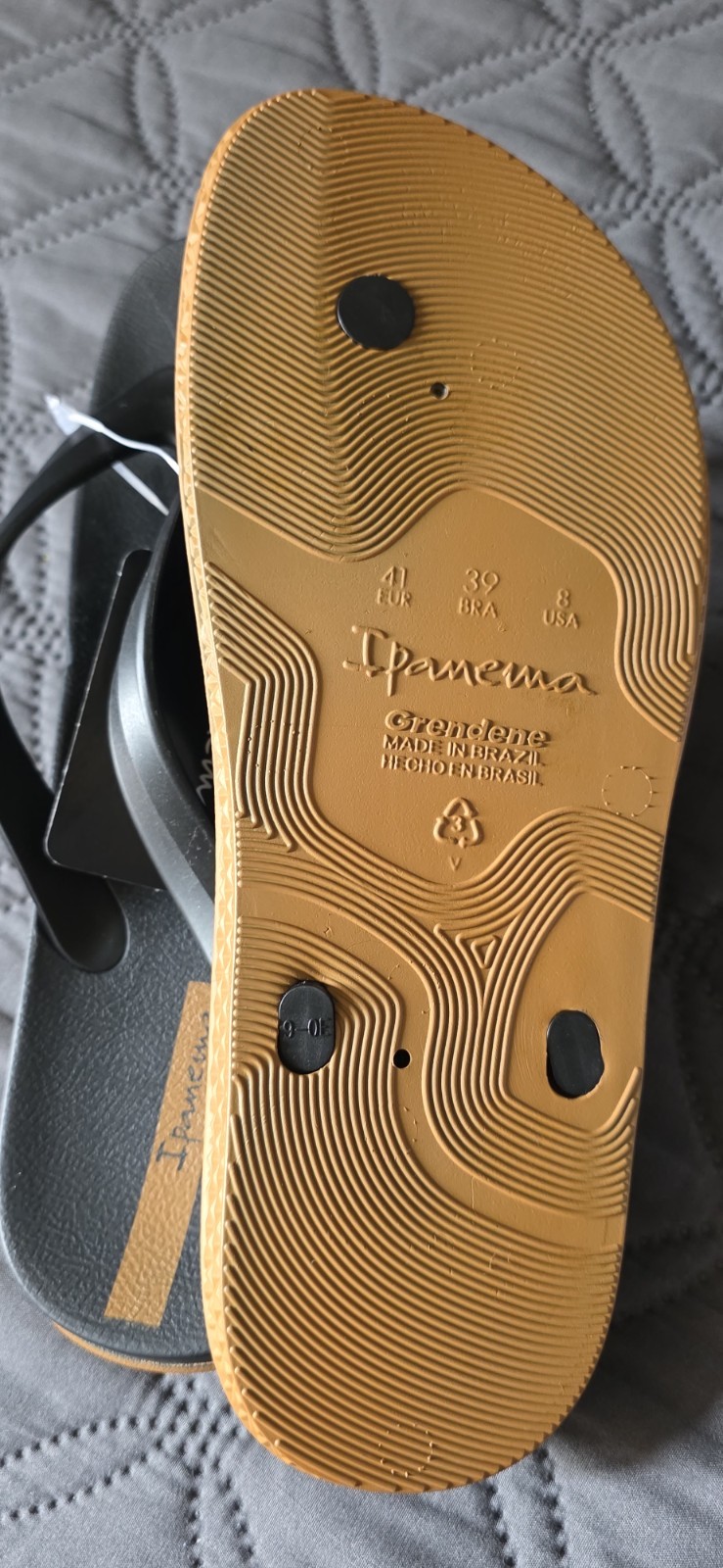 Ipanema Solid Logo Flip Flop Sandals Slip-On Black/Brown Unisex 8 41