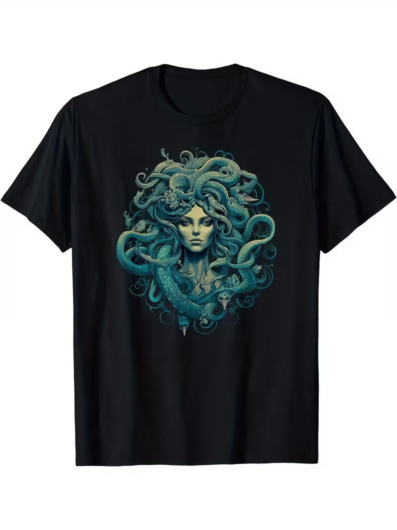 Medusa Greek Mythology Ancient Dark Retro Design Halloween T-Shirt, Men’s T-Shir