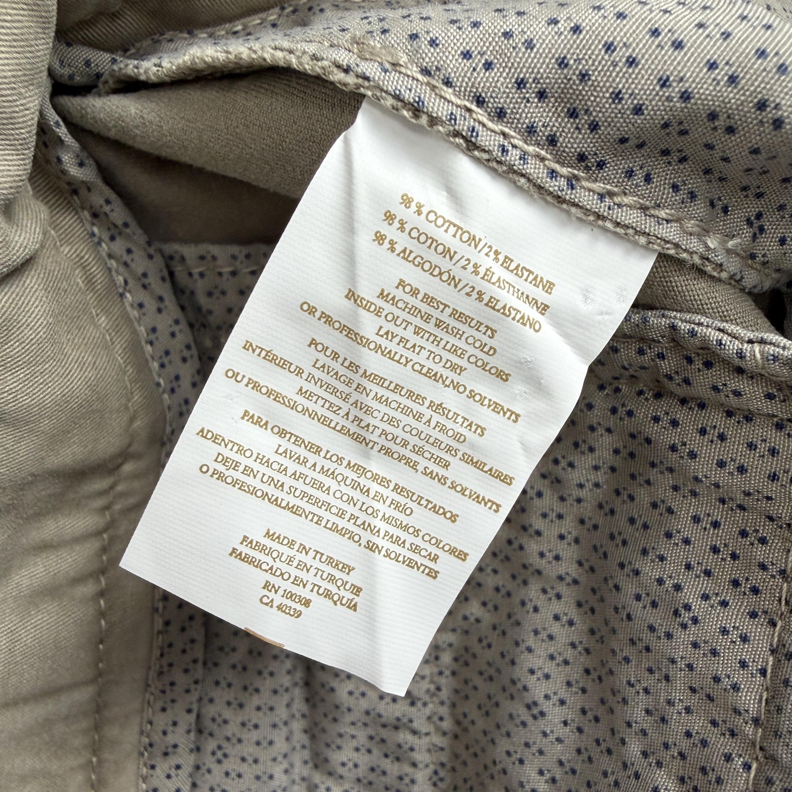 Peter Millar Collection Pants Mens 40×34, Khaki Chino Classic Fit Stretch Casual