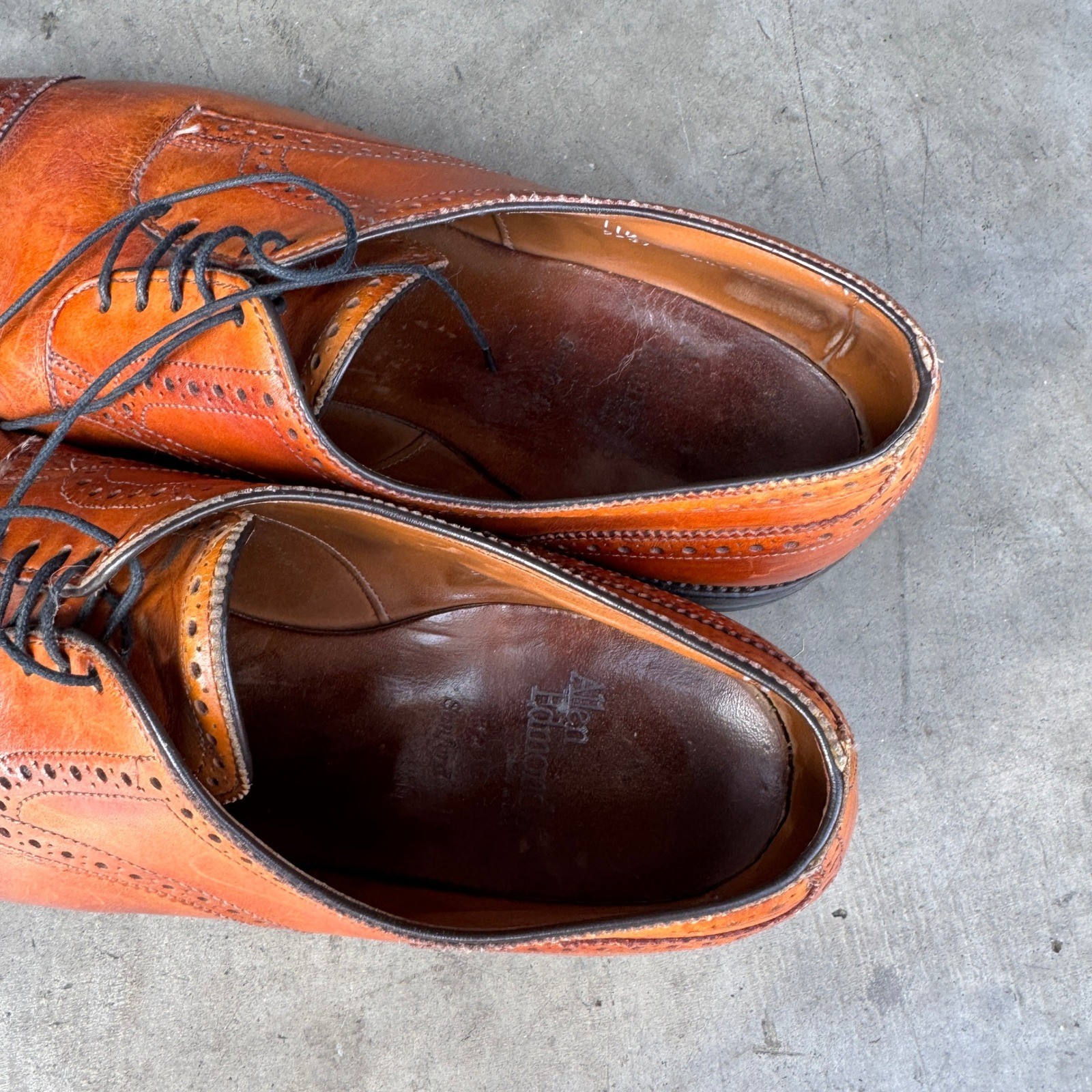 Allen Edmonds Sanford Walnut Leather Cap Toe Brogue Derby Shoes Mens 11.5 D 5247