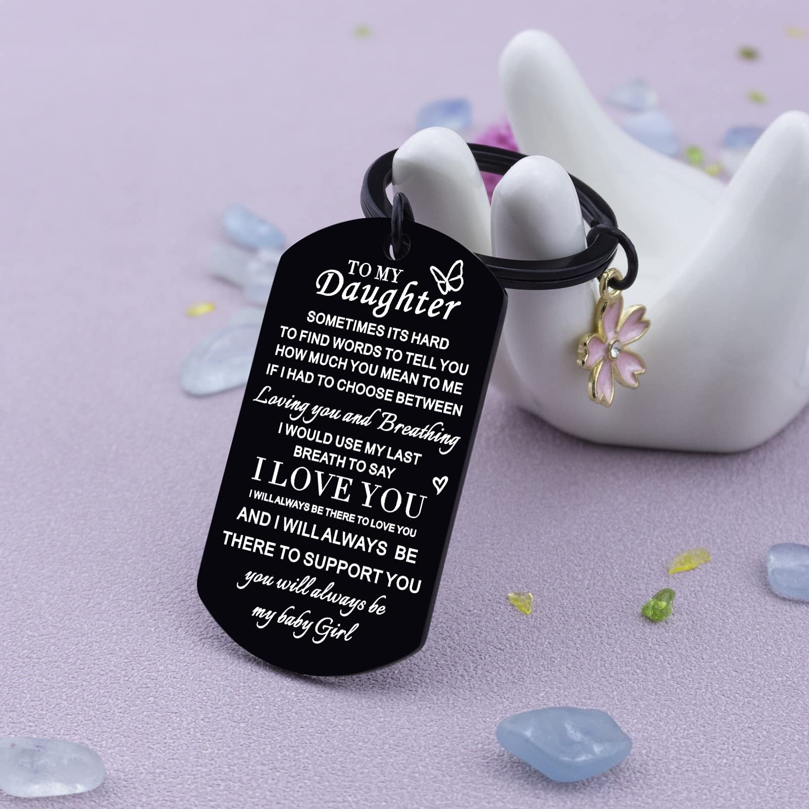 Daughter Keychain Gift from Mom Dad Birthday Graduation Christmas Present