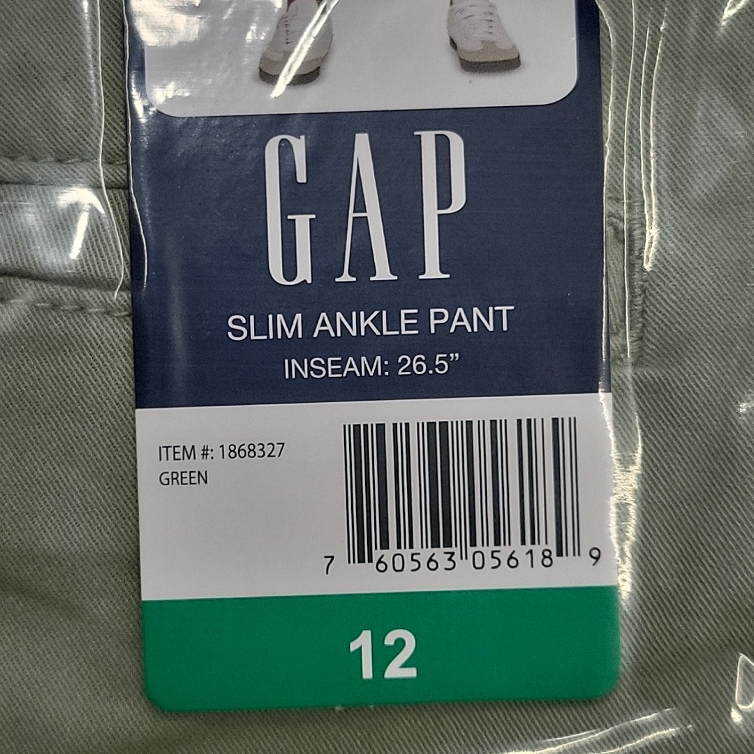 GAP Womens Button Zip Fly Stretch Cotton Pants w Pockets Green Size 12