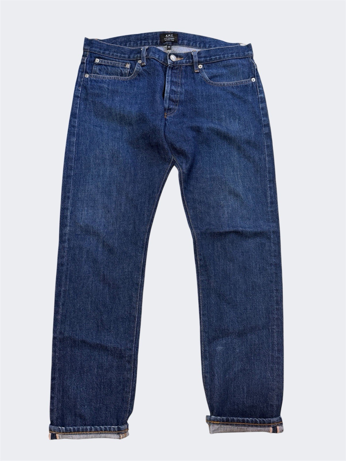 APC Petit Standard Mens Raw Selvedge Denim Jeans Indigo Blue Slim Fit Size 33