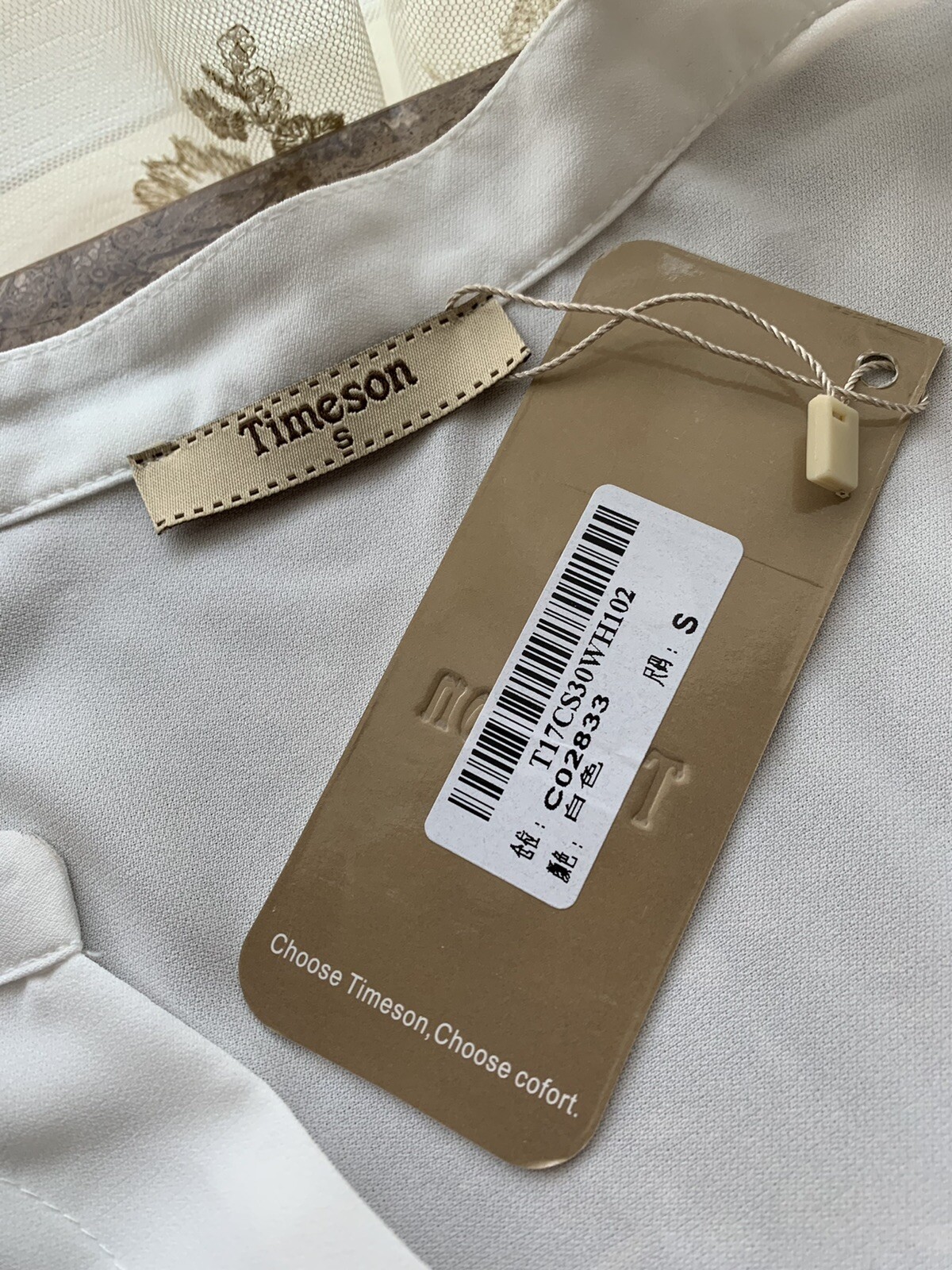 Timeson~ Sheer V Neck White Blouse~Long Sleeved With Roll Up Option~Sz Small NWT