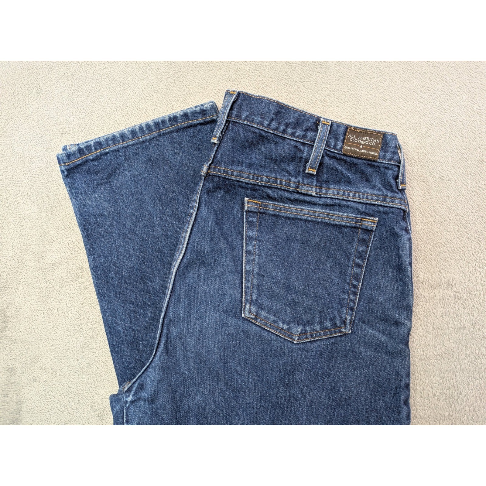 All American Clothing Co Mens Sz 37×32 Dark Wash Straight Leg Jeans Made in USA