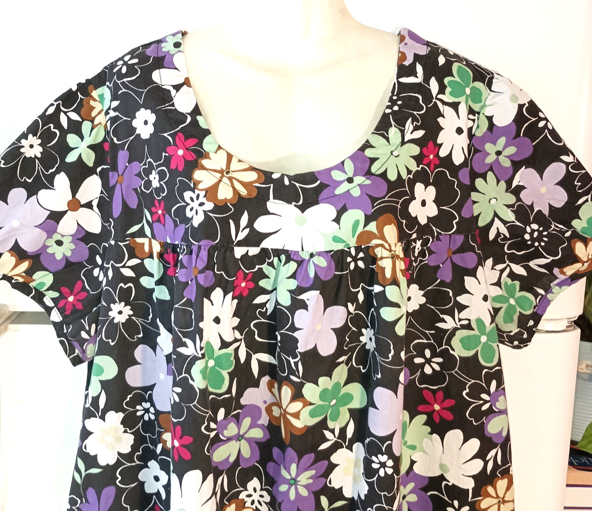 WOMEN’S ONLY NECESSITIES COLORFUL FLORAL MUUMUU LOUNGE HOUSE DRESS PLUS SIZE 2X