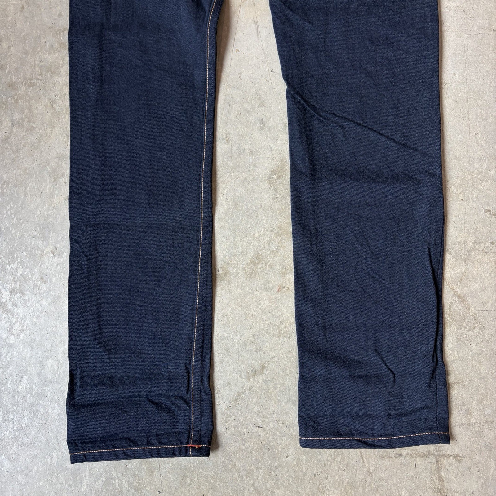 Gustin California Straight Raw Selvedge Jeans Denim Blue Button Fly Men’s 32×34