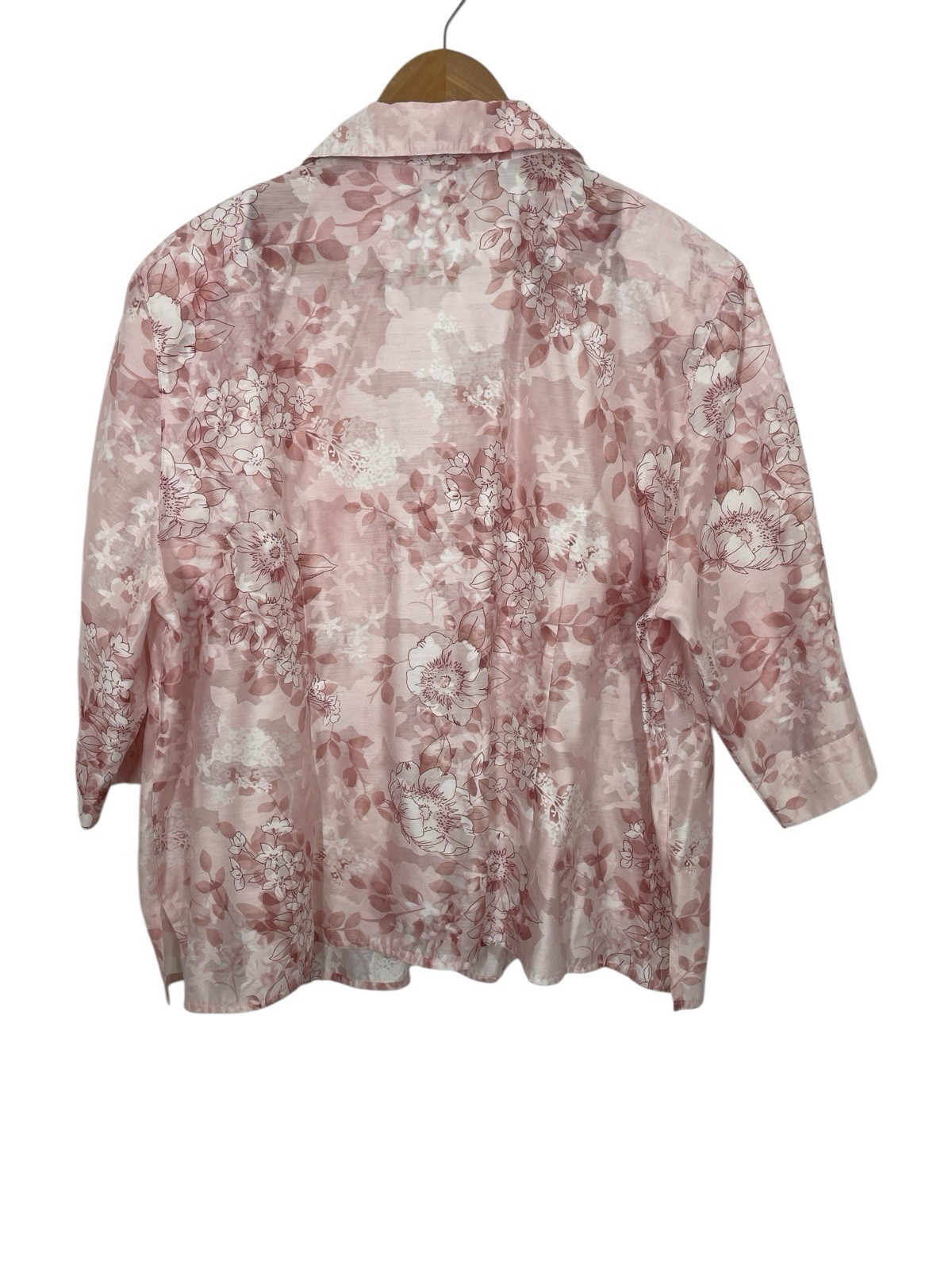 DRAPER’S & DAMON’S Floral Semi Sheer Button Up Top Shirt Blouse Pink Size 2X