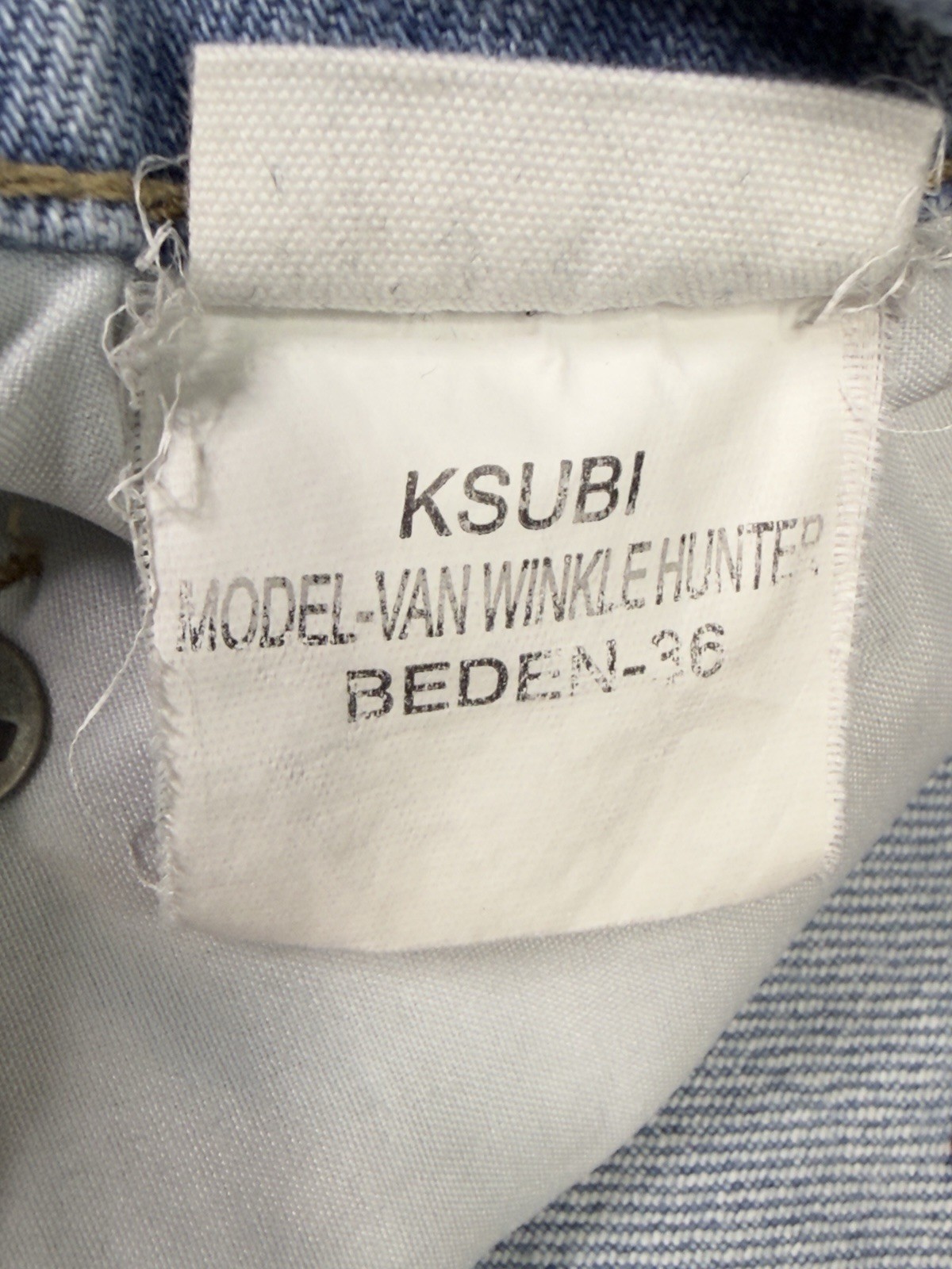 KSUBI Van Winkle Hunter Jeans Men’s 36 Measure 35×30 Red Lion Light Blue