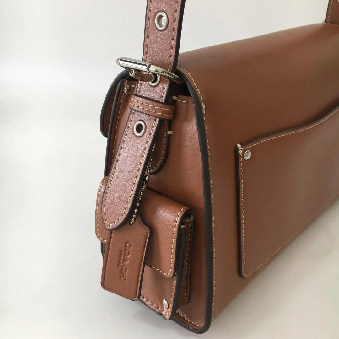 Coach CT721 Leather Soft Tabby Shoulder Bag Crossbody Brown outlet New!