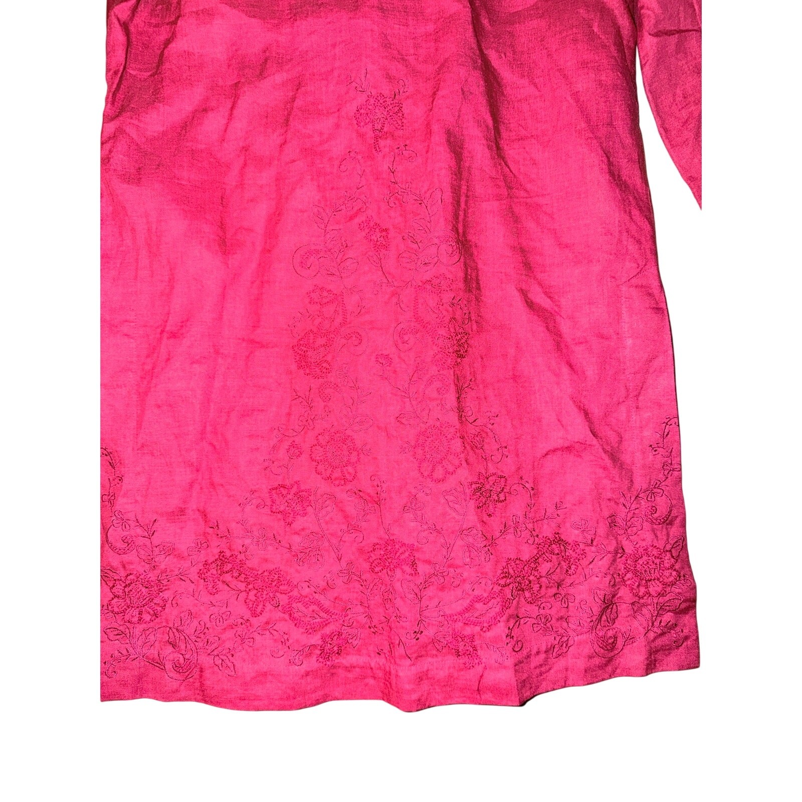 Vintage passports deep red 100% ramie button front tunic duster jacket size 6