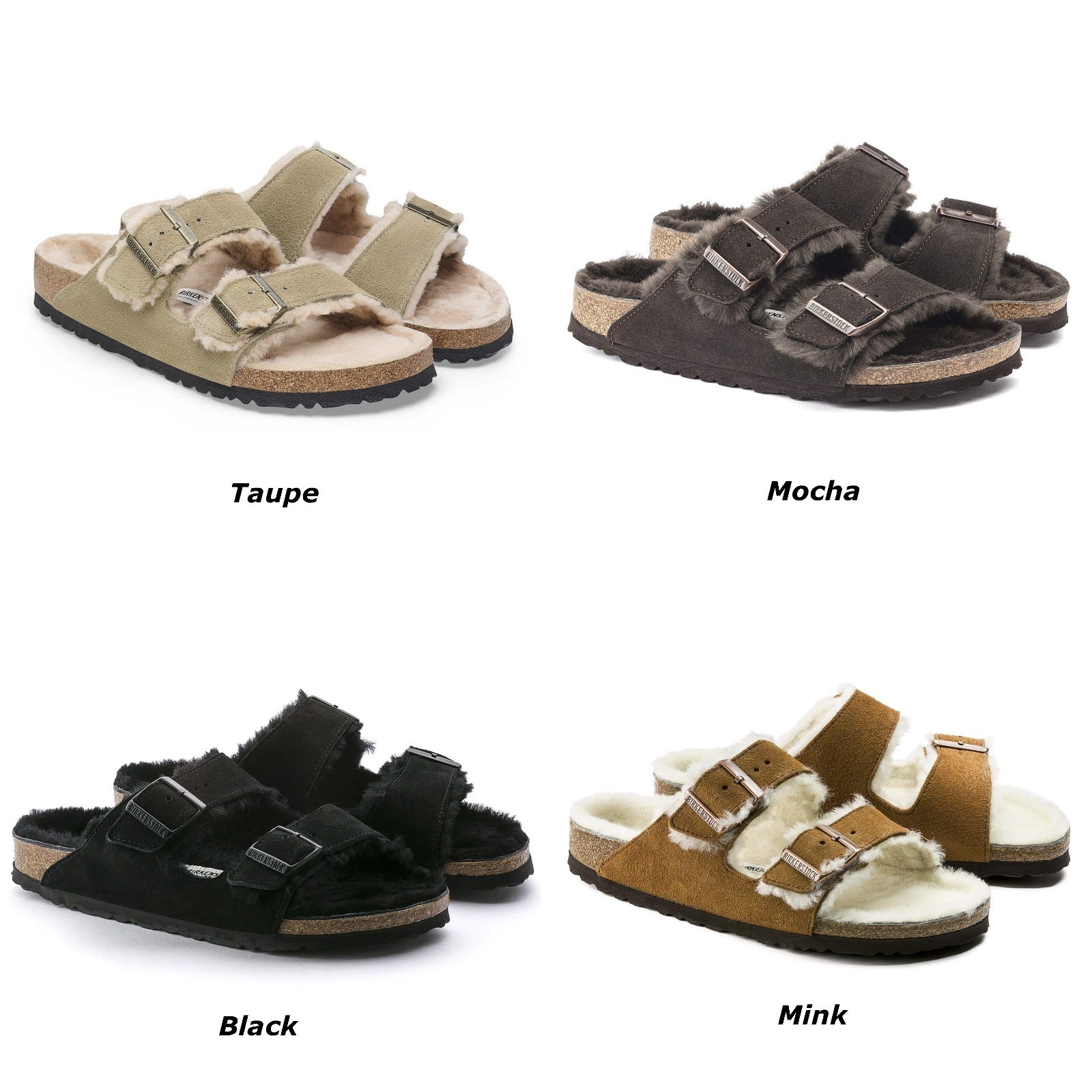 Birkenstock Arizona Shearling Suede Leather Sandals Unisex Shoes Sizes 6–9