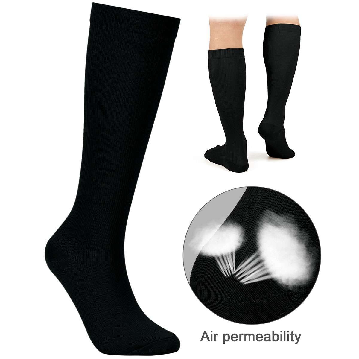 S-4XL Compression Socks 20-30 mmHg Medical Knee High For Women & Men Circulation