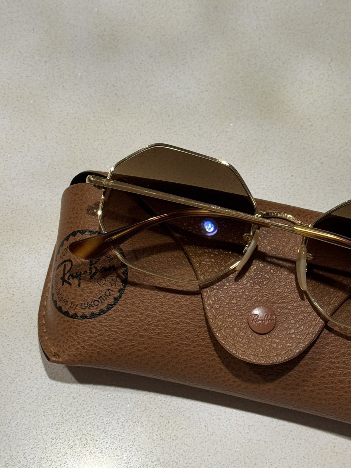 Ray Ban Octagon 1972 Sunglasses Gold Brown Gradient 914751 54-19 Metal