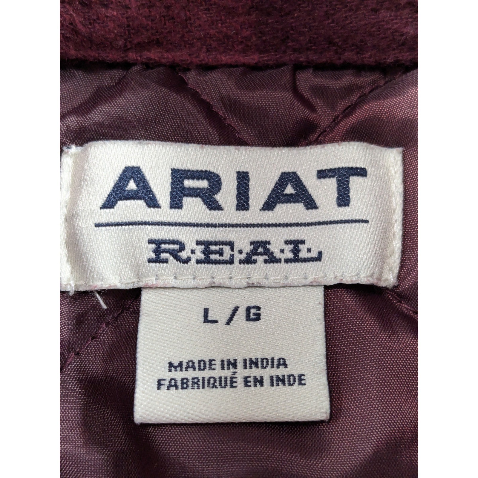 Ariat ReAL Womens L Quilted Flannel Shirt Jacket Burgundy Buffalo Plaid Lined