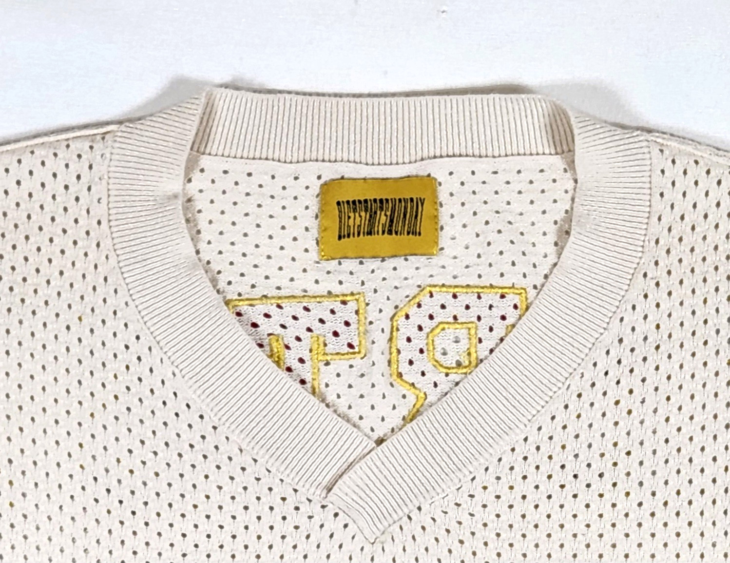 Diet Starts Monday Mesh Cream/Red “84” Football Knit Jersey – L
