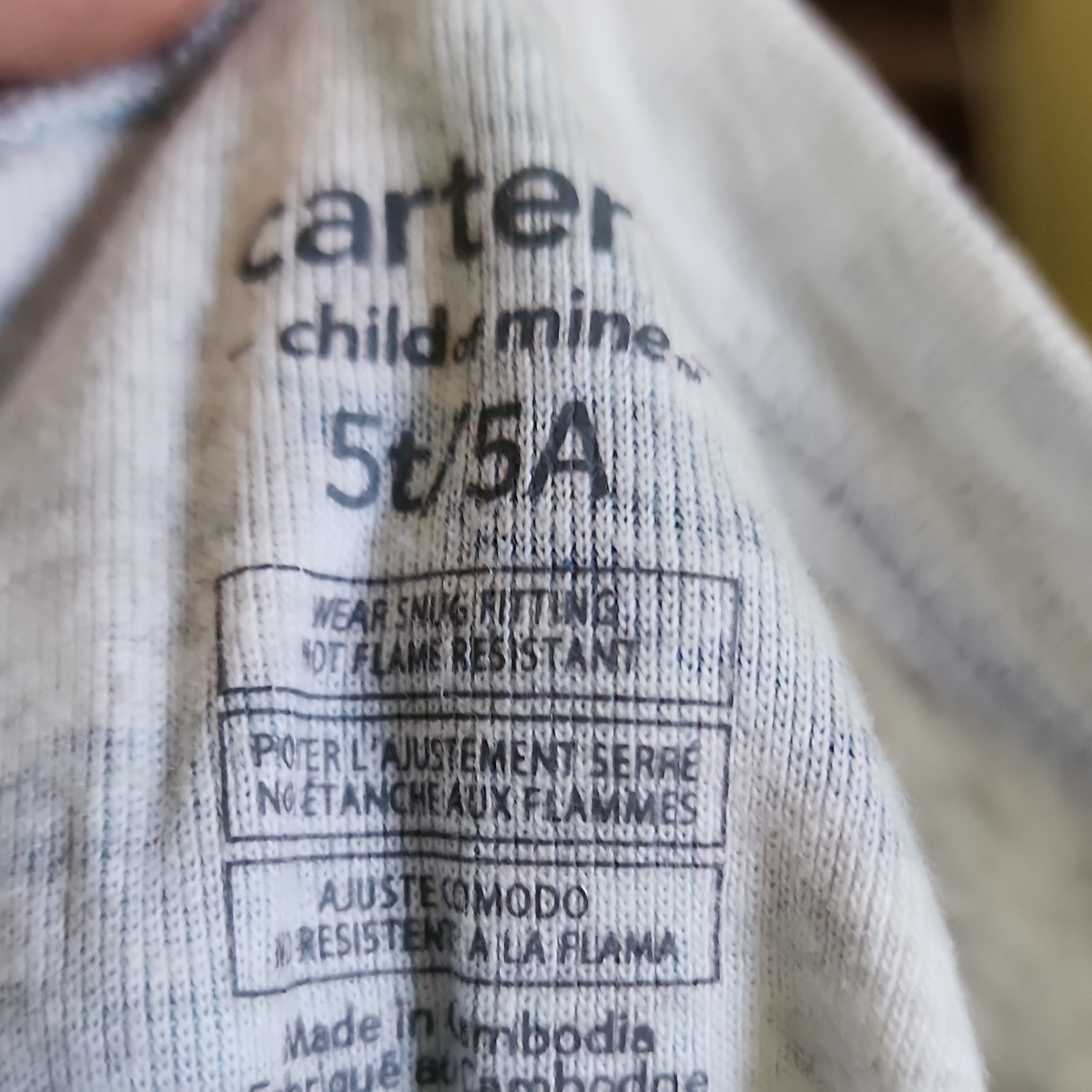 Carter’s Unisex 5T/5A One-Piece Cotton Knit Sleeper Pajamas Zip Animal Print