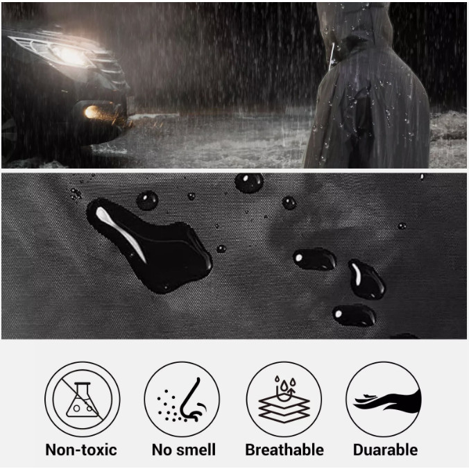 Men/Women Black Waterproof Raincoat Rain Coat Trench Poncho Rainwear Jacket