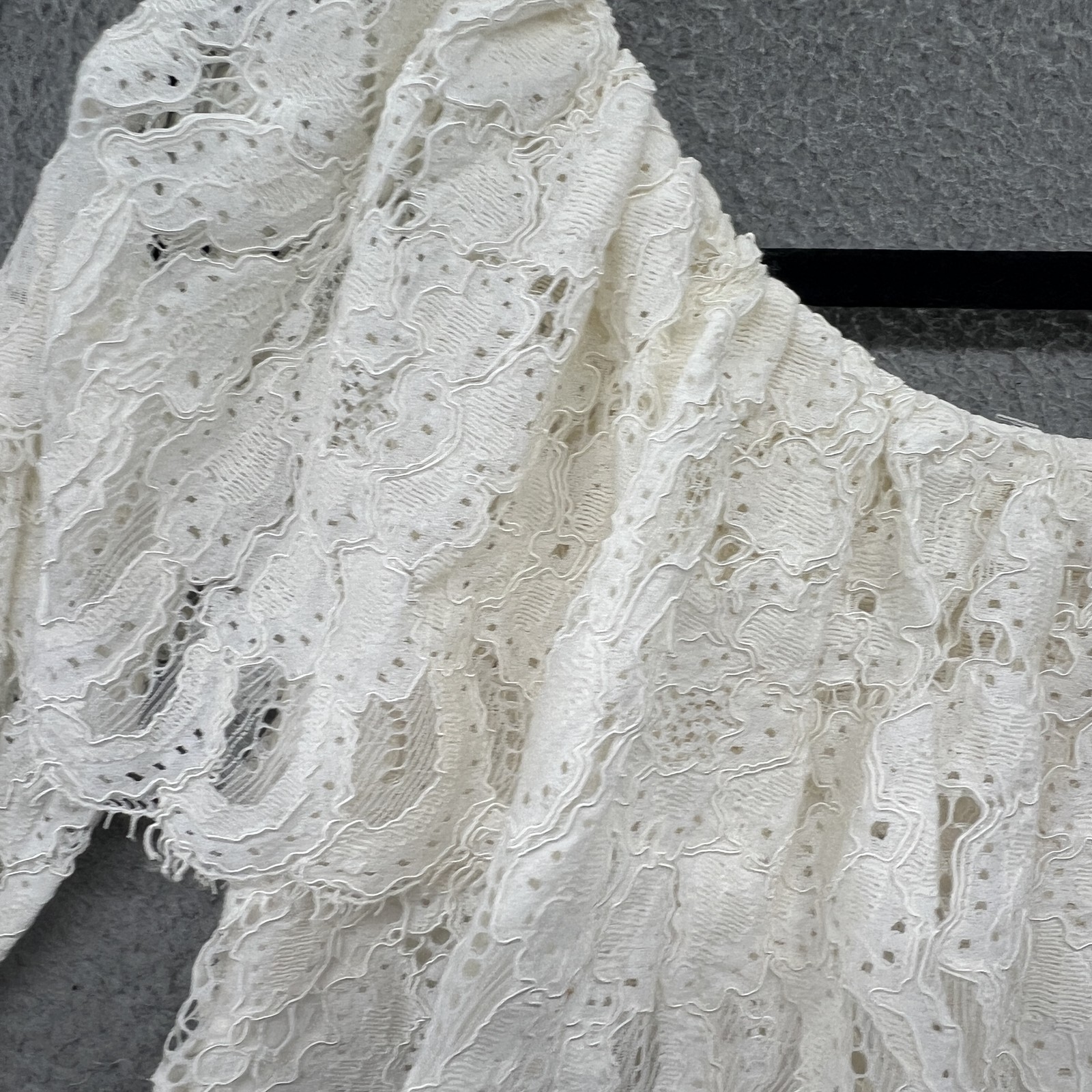 Alexis Lace Blouse Womens Small Off Shoulder Sheer Ruffle Boho Romantic Top