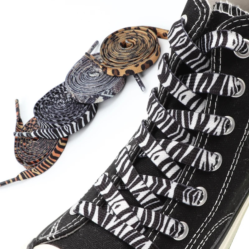 Classic Flat Shoelaces for Sneakers Print Animal Leopard Zebra Snake Shoe Laces