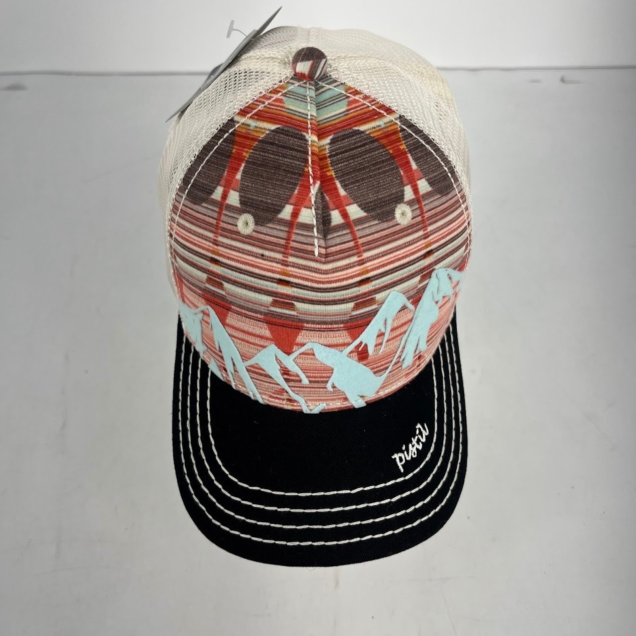 Pistil Trucker Hat Mountain Graphic Southwestern Mesh Snapback Hat Multicolor