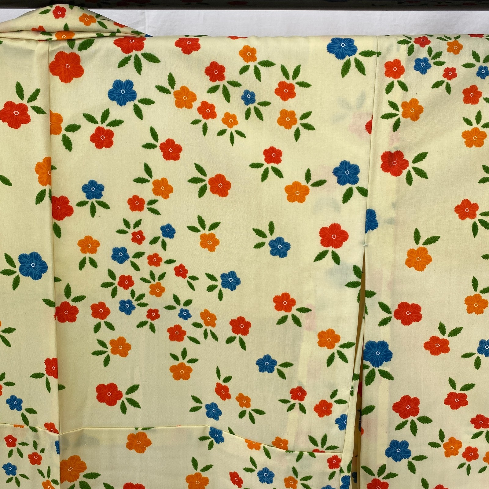 Japanese Vintage Kimono Polyester yellow No Lining Komon Traditional Length 60in