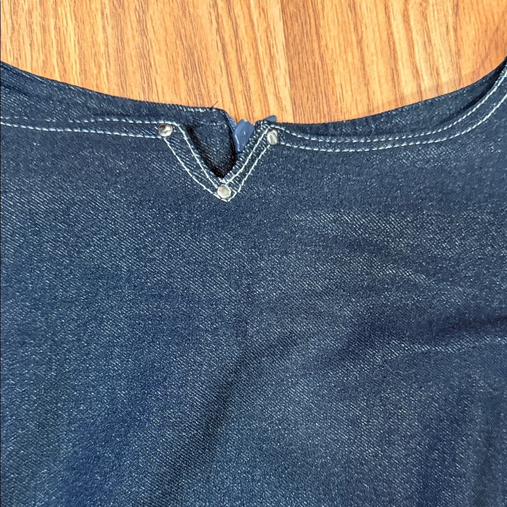 Bali Dark Blue Stretch Denim Sleeveless Shift Dress – Size L