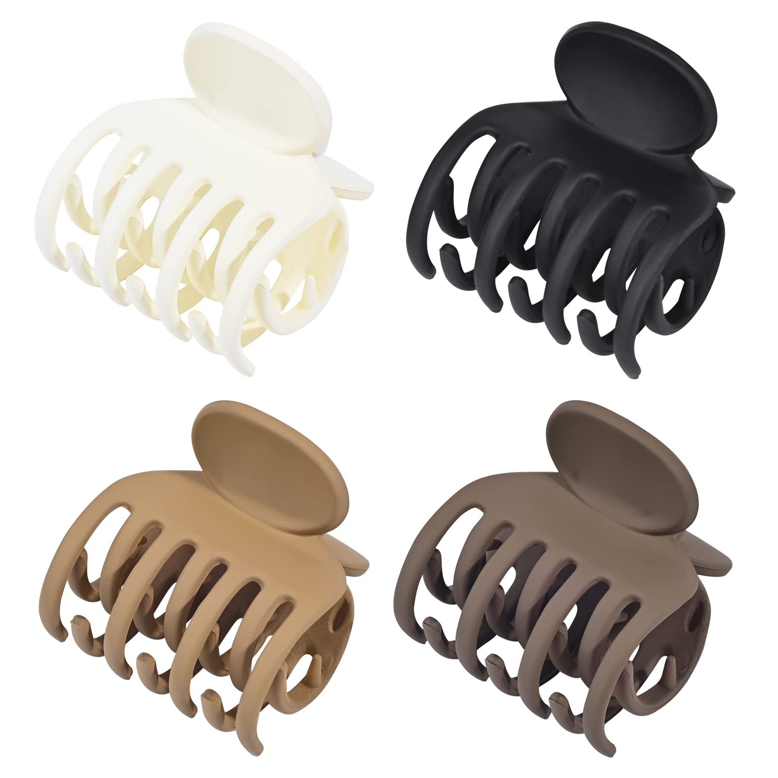 DEEKA Double Row Teeth Hair Clips Small Claw Clips for Thin Hair 4 Pack 1.6″ …