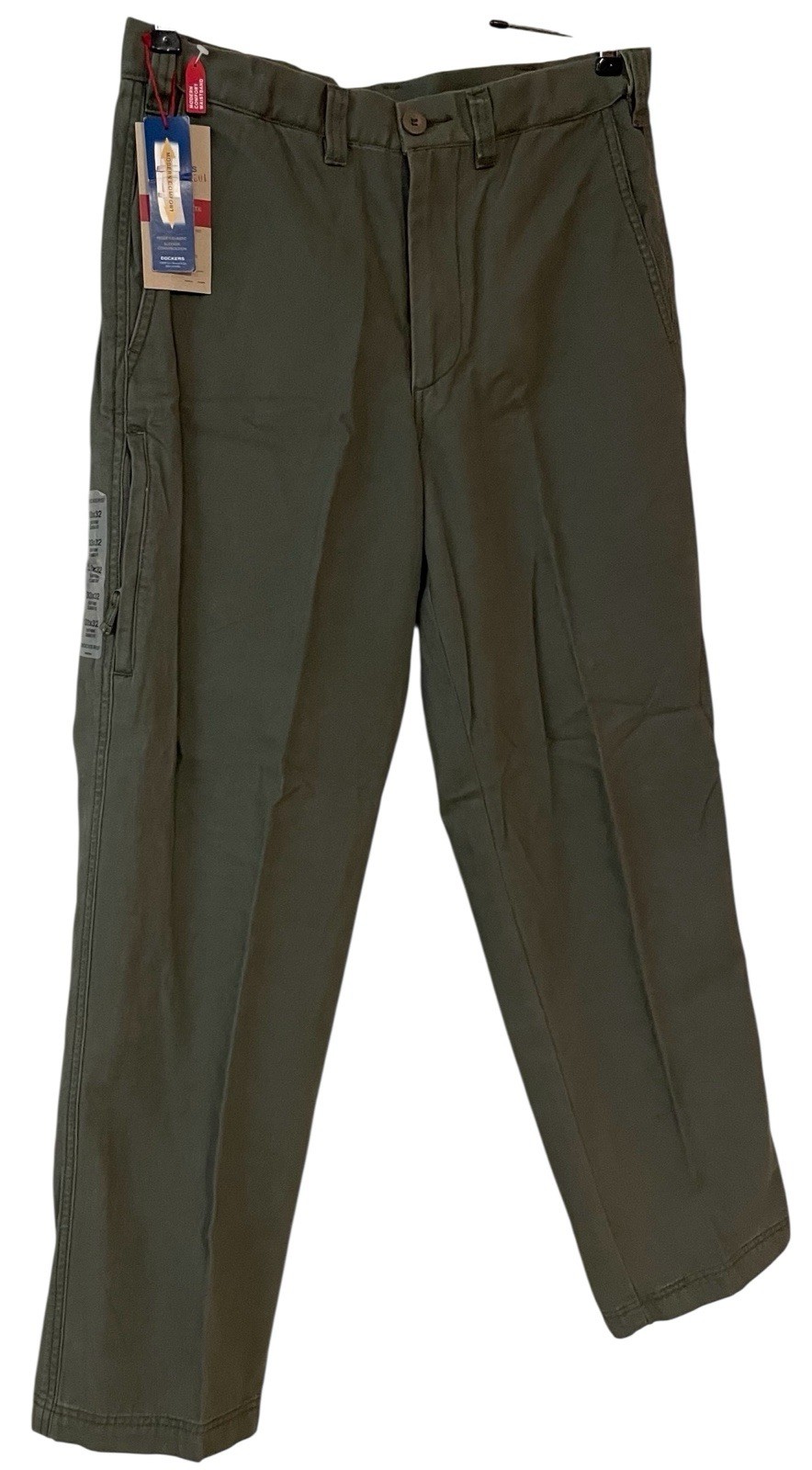 NWT Dockers Mens Green Iconic Ultimate Cargo Pant Comfort Waistband W 33 L 32