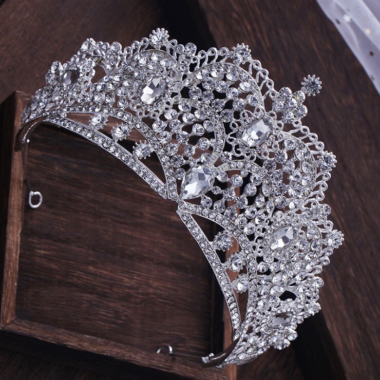 9cm High Luxury Large Crystal Wedding Pageant Prom Tiara Crown For Women