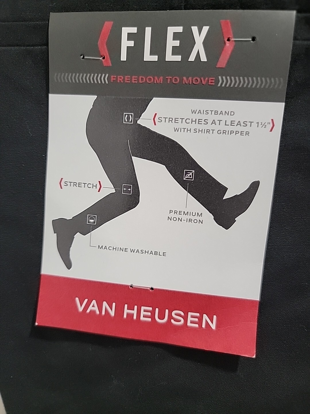 NWT Van Heusen Men’s Flex Straight Leg Black Pants Waist 30 32 34 36 38 40