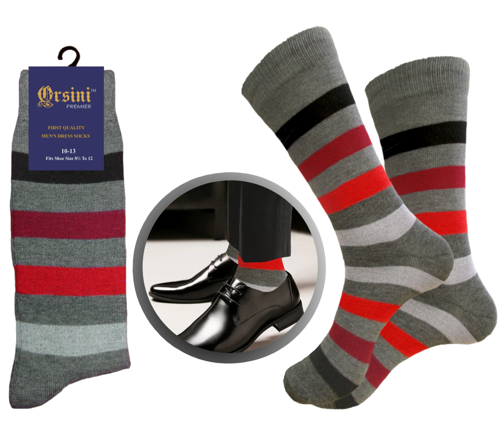 12-6 Pair MULTI PATTERN First quality Multi color Men’s COTTON Dress Socks 10-13