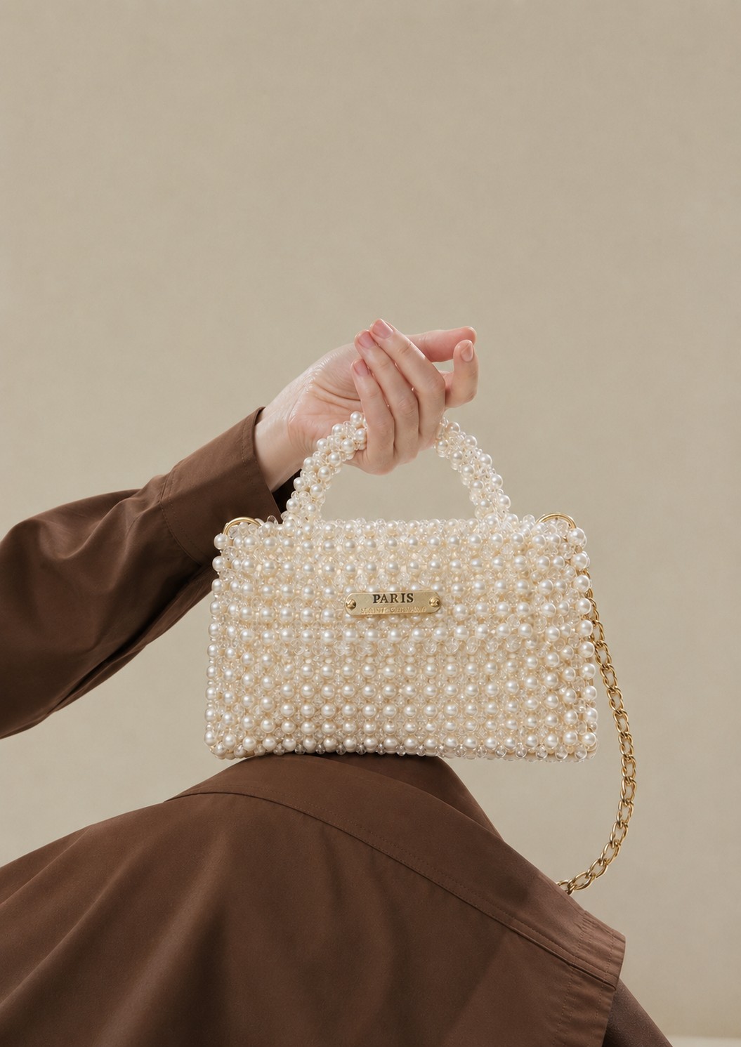 Pearl Beaded Crossbody Bag Handmade Paris Aesthetic Bridal Wedding Anniversary
