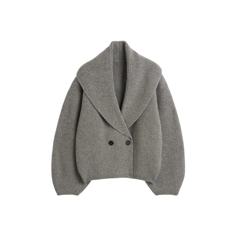 Toteme Womens New Crew Green fruit collar silhouette top knitted cardigan