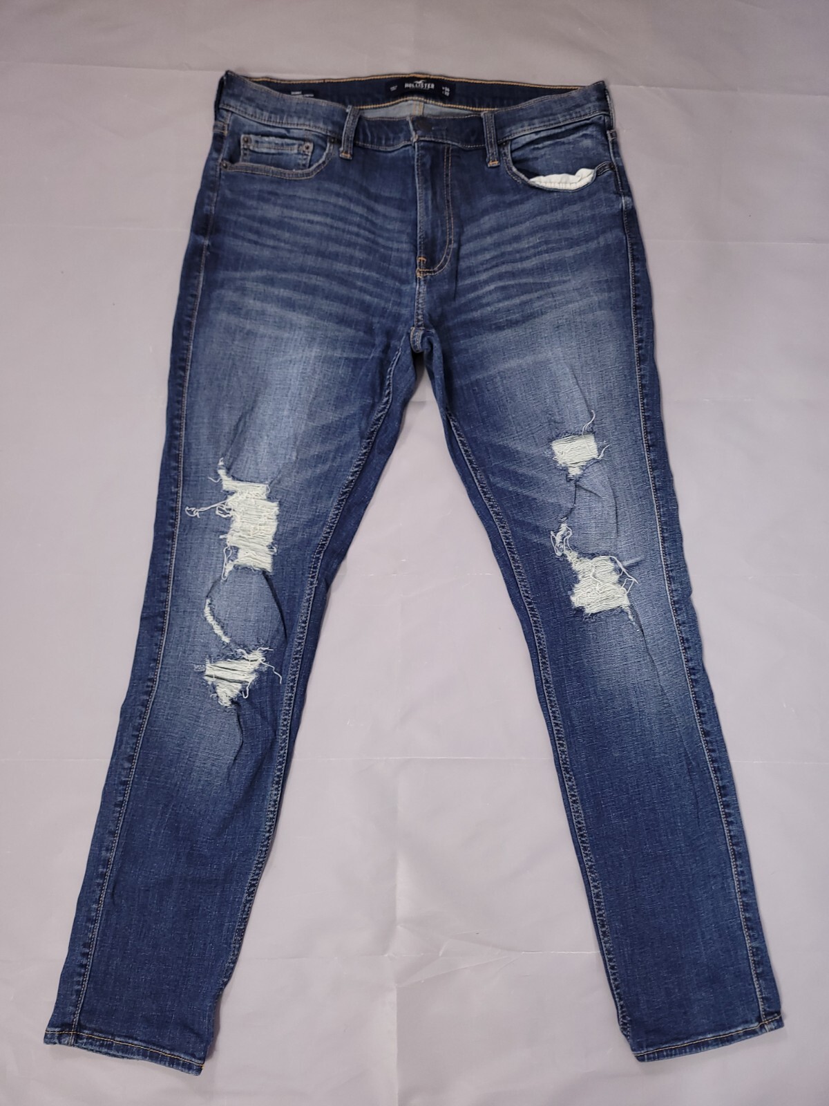 Mens Hollister Jeans Size 34 R Skinny Stretch Distressed W34 L31