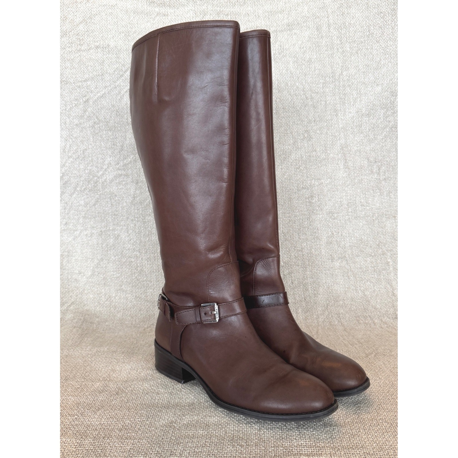 Lauren Ralph Lauren Marion Harness Tall Riding Boots Brown Leather 7.5B