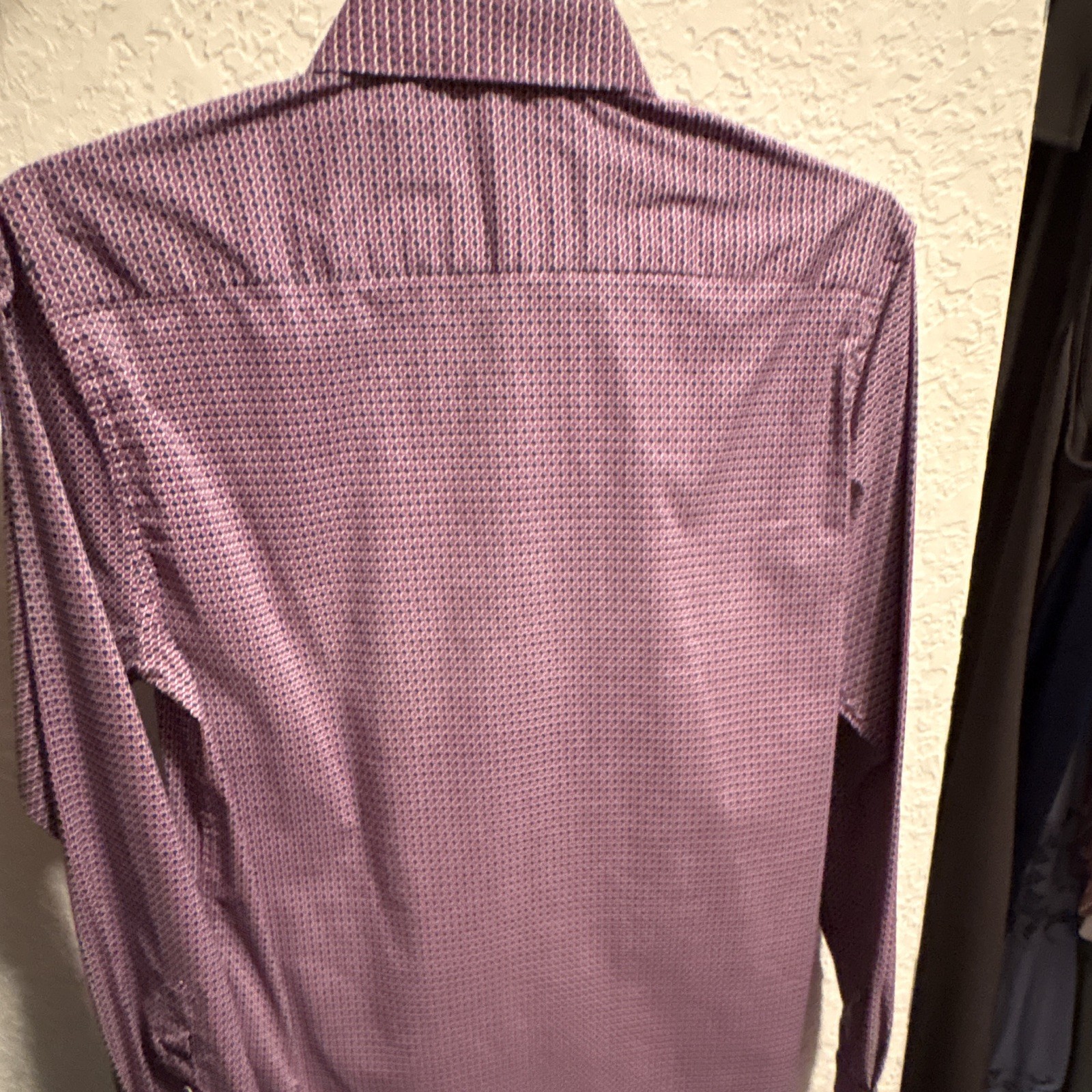 Ben Sherman Men’s Slim Fit Stretch Geometric Dress Shirt Purple 15.5 32/33