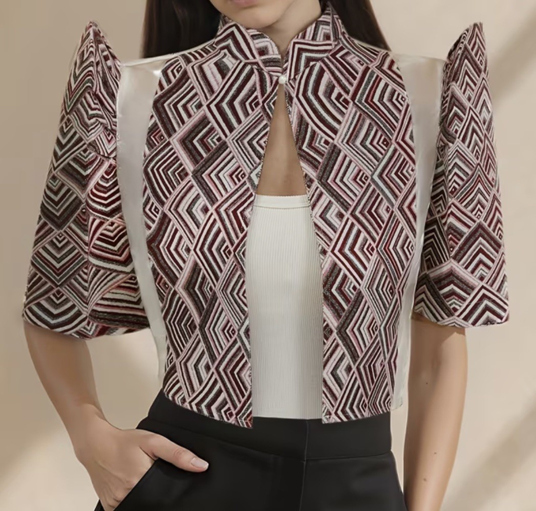 Filipiniana Modern Bolero Top with Puff Sleeves Size Asian Large