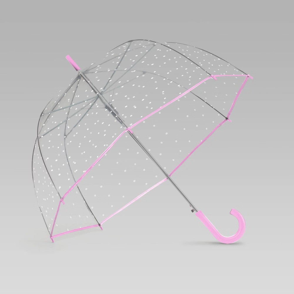 Bubble Umbrella – Pearl Pink: Manual Solid Design, Plastic Handle, 52″ Span