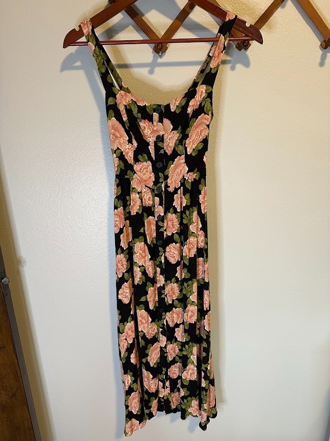 Reformation Saltillo Black Floral Midi Sun Dress