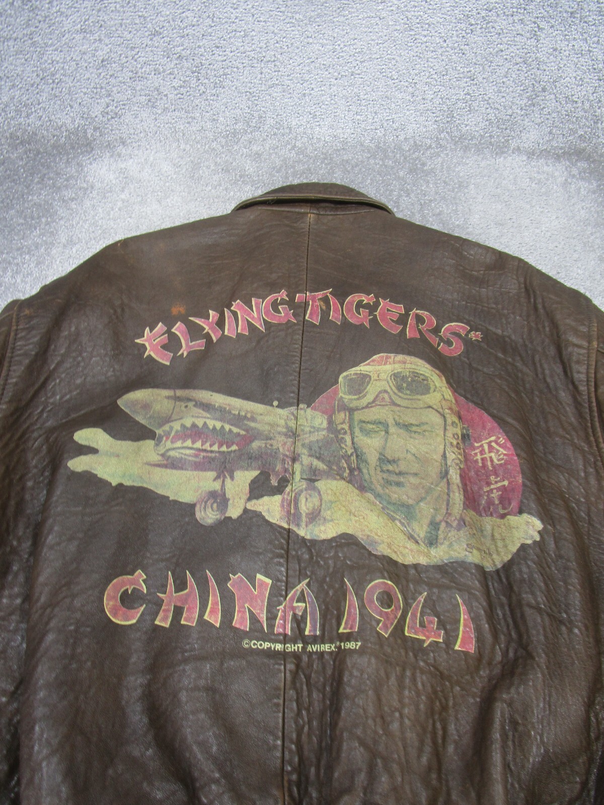 Avirex 2 Air Force Jacket Mens Large Brown Leather Bomber Flying Tigers China