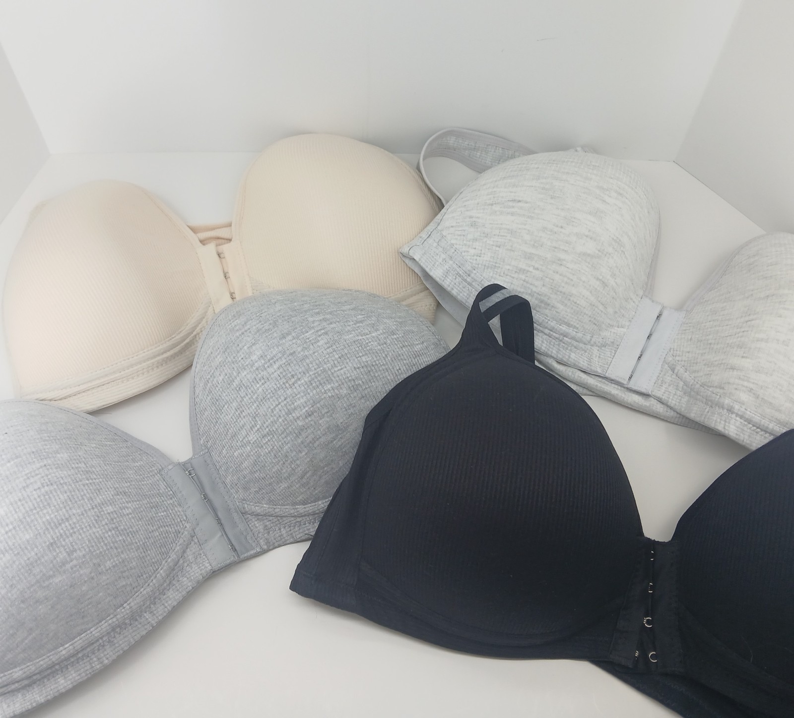 4 Pk Women’s Front Closure Wireless Cotton Comfort Bras Bralette Soft Sleep NEW