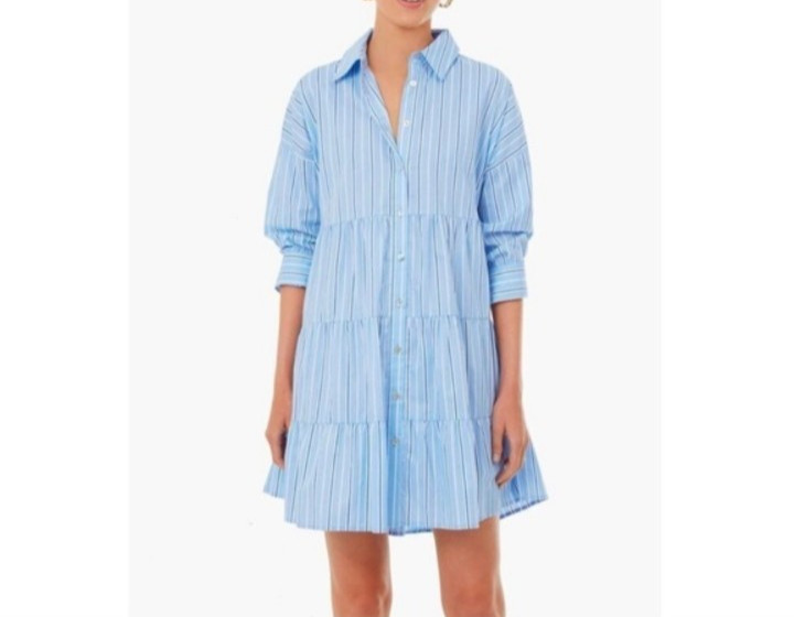 Pomander Place Tuckernuck Pinstripe Shades Of Blue Cara Dress Size Small Preppy