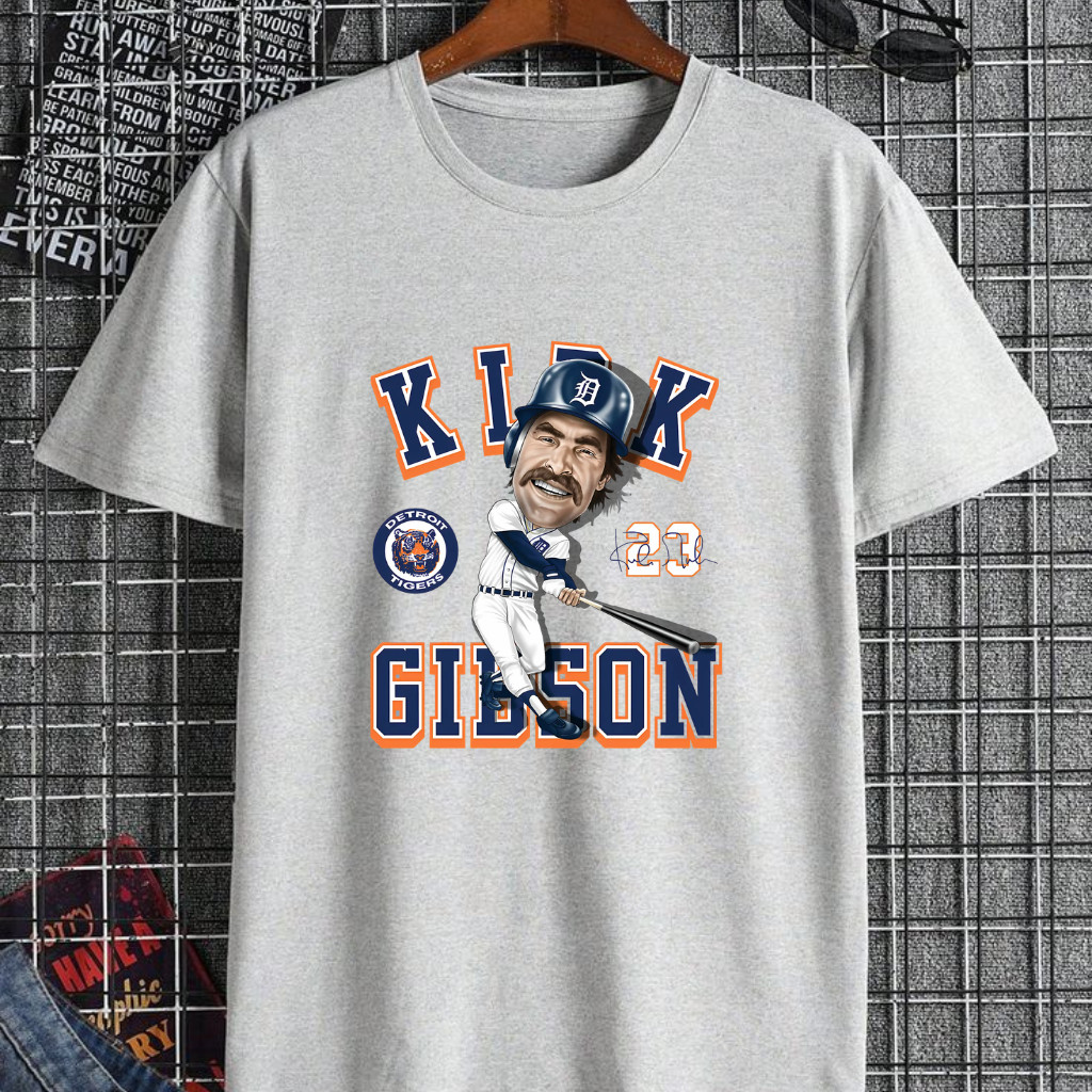 Kirk Gibson Graphic T-Shirt Grey Cotton Unisex Tee Sizes S-5XL Baseball Legend F