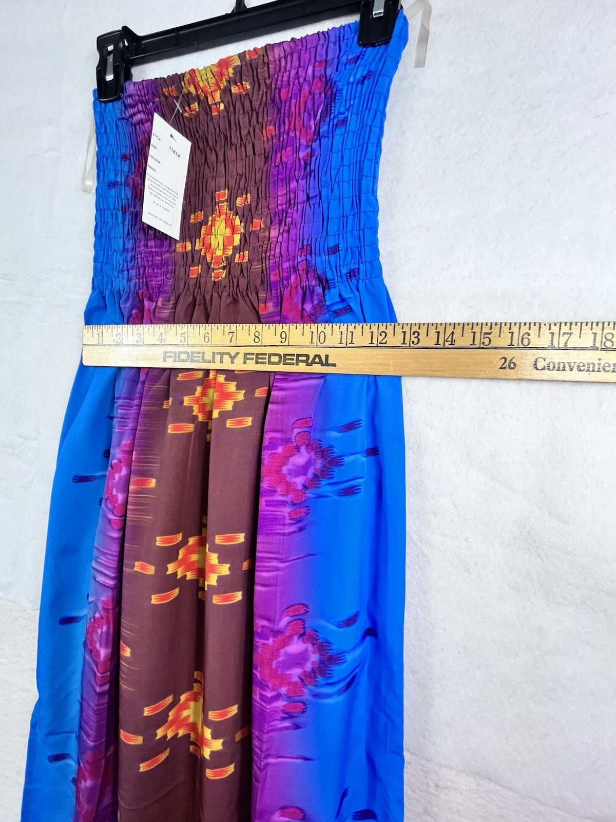 India Boutique Boho Maxi Dress Tube Top Sundress Free Size Southwest Ikat Print