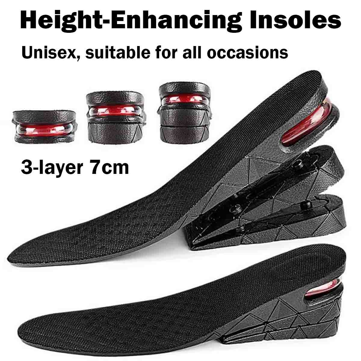 3 Layer Man 7 cm 2.75 inches Increase Height Insole Taller Pad (Left and Right)
