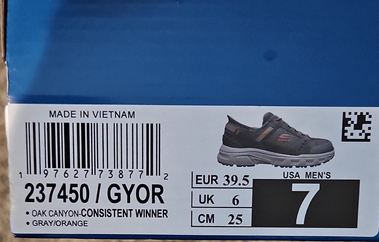 Skechers Oak Canyon Consistent Winner Slip-ins Men’s 7 Memory Foam Gray/Orange