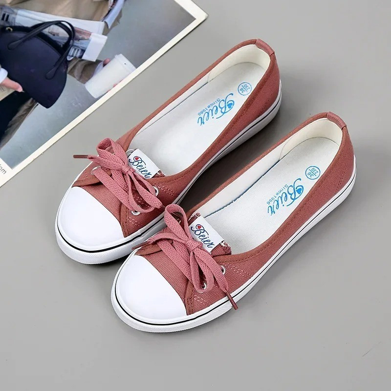 Women’S White Canvas Sneakers Platform Casual Shoes Lightweight Summer Flats
