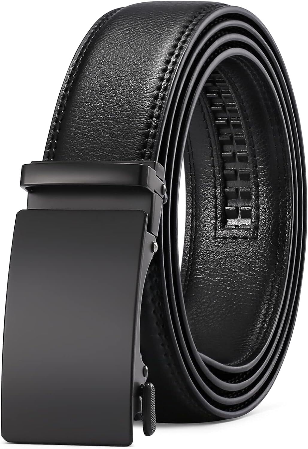 Men’S Leather Belt Automatic Ratchet Buckle Slide Belt Trim to Fit with Gift Box