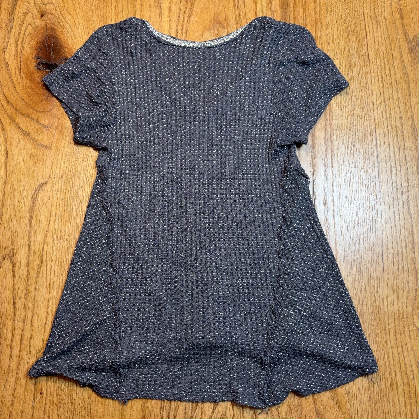Juicy Couture Rhinestone Collar Knit Top Womens Medium Gray Babydoll Y2K